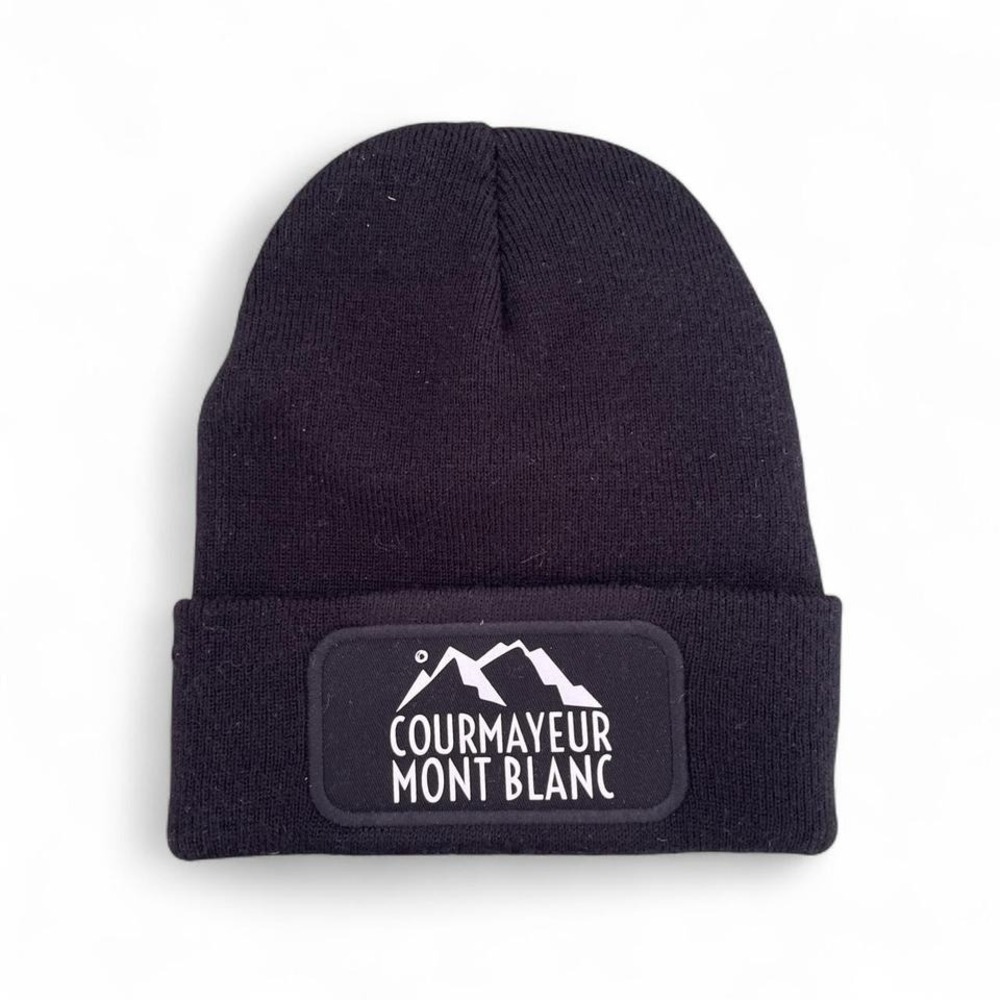 Black Courmayeur Mont‎ Blanc Beanie Knit Winter Hat Gorpcore Outdoor Essential
